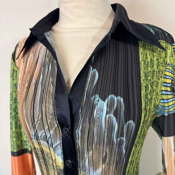 Arthur Apparel Box Pleat Shirt Dress | Abstract Nature Print | Size 6 | Free Peo - Picture 5 of 16